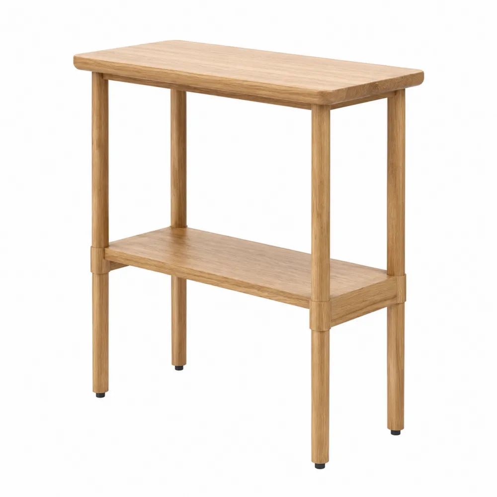 Desserte de rangement rectangulaire 2 niveaux en bambou naturel avec étagère inférieure